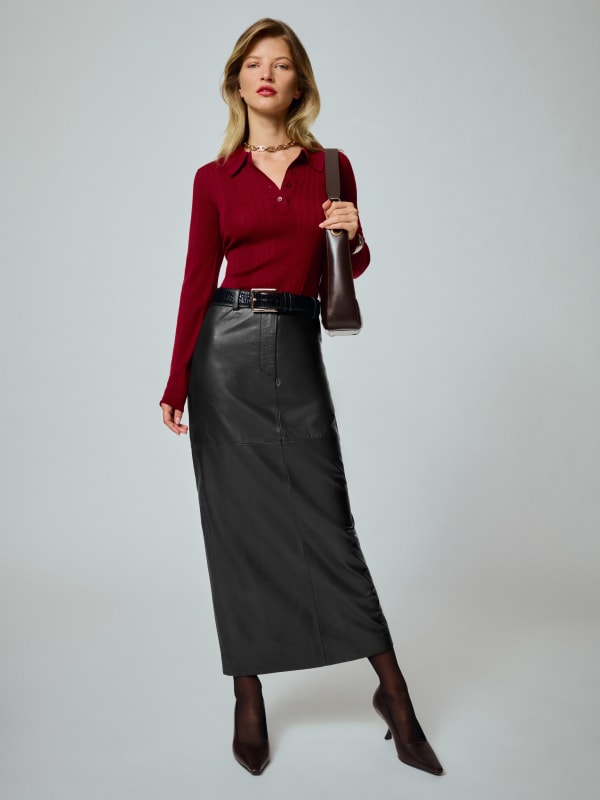 Veda Julia Leather Skirt - Black